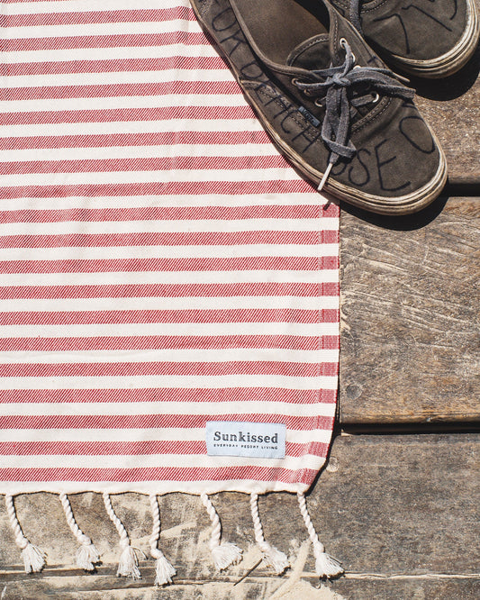 Sand Free Beach Towel • Red Stripe